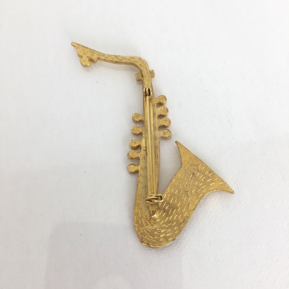 Vintage Music Brooch Pin Bundle Treble Clef Saxophone Piano And Horn Ornament - Picture 4 of 13